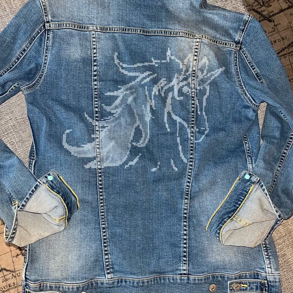 LuLaRoe Jaxon Jean Jacket Unicorn